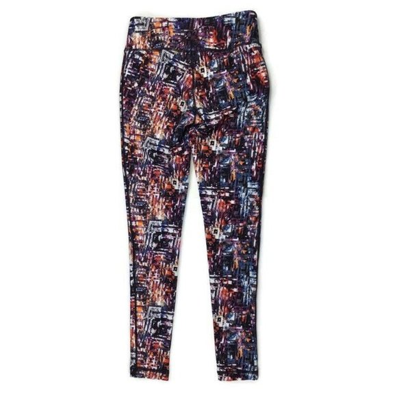 Reebok Legging Multicolor Colorful Geometric Stretch Full Length Mid Rise Size S - Picture 4 of 6